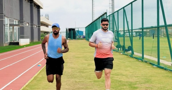 Hardik Pandya spotted training at BCCI Centre