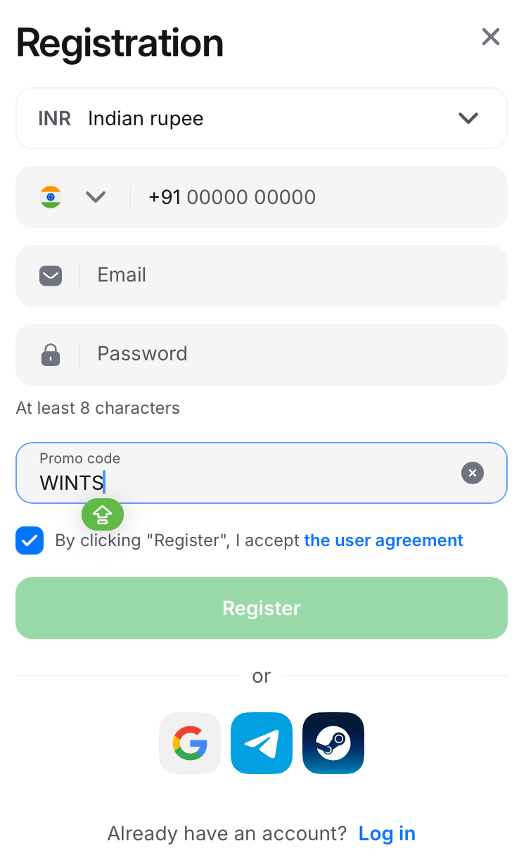 1win sign up process