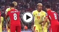 arda guler shoves lamine yamal during world cup qualifier game vs spain sportstiger