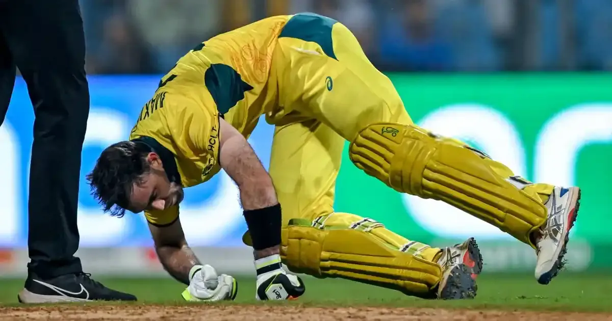 glenn maxwell s cramps vs afghanistan in mumbai odi wc 2023 