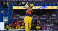 james rew of sharjah warriorz plays a shot during match 25 of the dp world ilt20 between the abu dhabi knight riders and the sharjah warriorz