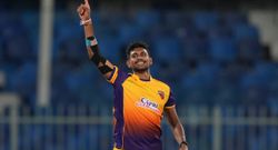 matheesha pathirana of sharjah warriorz celebrates the wicket during match 16 of the dp world ilt20