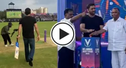 ms dhoni bats at velammal cricket stadium during inauguration of stadium sportstiger