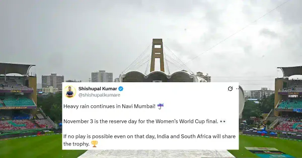 Heavy rain continues in Navi Mumbai: Netizen waiting for weather to relent to witness IND vs SA Women’s World Cup 2025 final