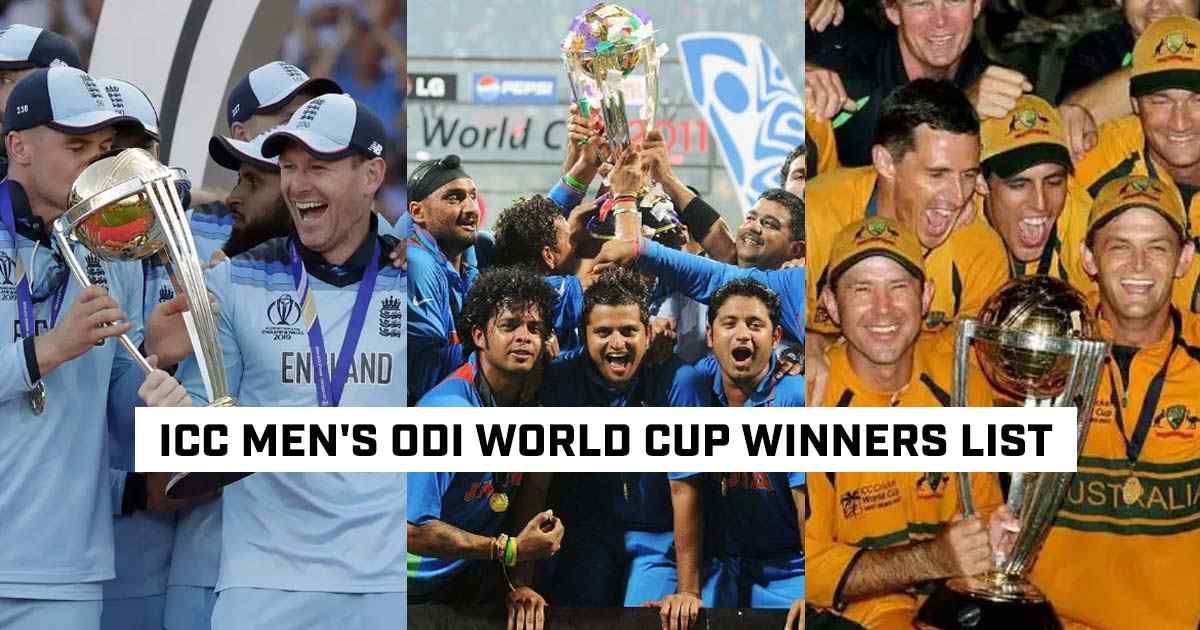 ICC World Cup Winners List 1975 To 2019 ODI World Cup Winner List