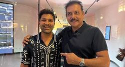 ravi shastri reunites with rohit sharma in london former captain s clean shaven look goes viral