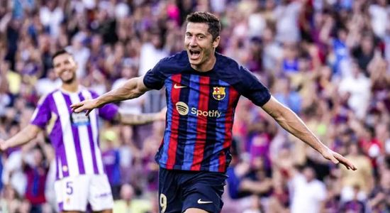 Barcelona celebrates a goal against Valladolid