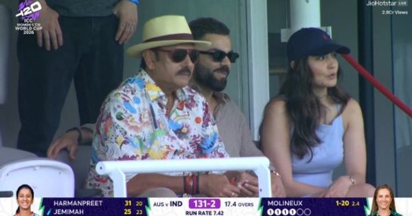 virat kohli anushka sharma ravi shastri and shikhar dhawan light up stands during india women vs australia world cup clash
