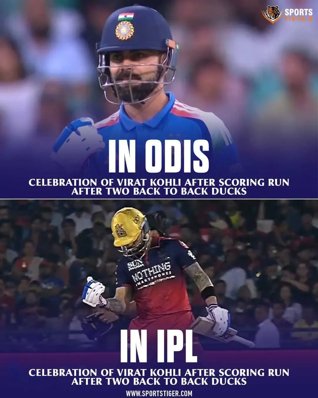virat kohli celebrates his first run after two consecutive ducks 2 