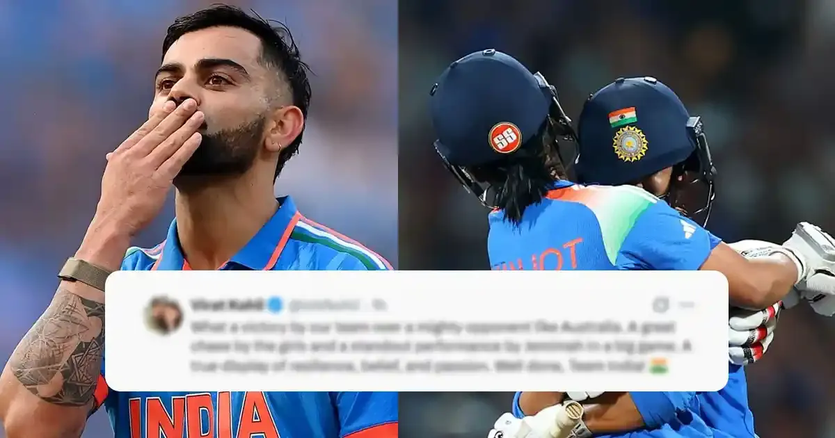 virat kohli drops first reaction after india women beat australia in cwc 2025 semi final hails jemimah rodrigues sportstiger