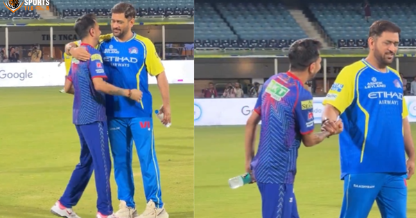 yuzvendra chahal meets ms dhoni shares hug
